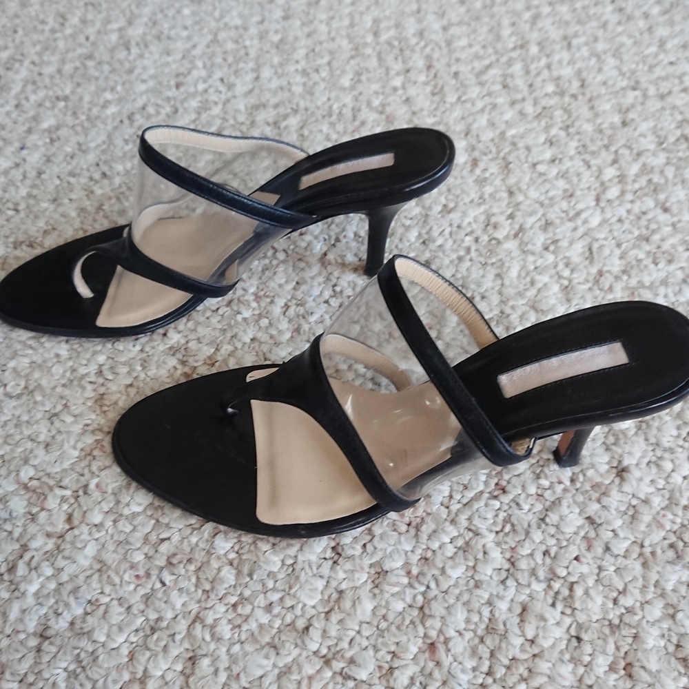 MICHAEL KORS Black Leather thong tantra slide sandals size 5 - Picture 5 of 12